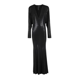 Norma Kamali Elegante V-hals Fishtail Jurk - Dames - Avondkleed - Zwart - M - Kleedjes