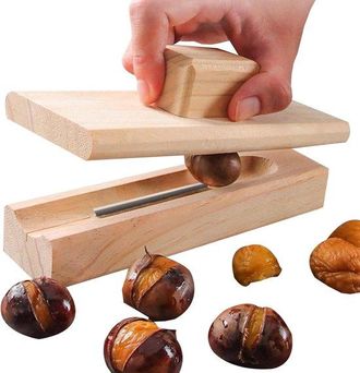 OEM Cortador De Casta&ntilde;as - Cascanueces De Madera - Abrefrutas - Dise&ntilde;o Multifuncional - 18 Cm - Color Madera