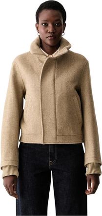 Victoria Beckham Bomberjack met hoge hals - Dames - Zomerjassen - Bruin - XS - Wol - Jassen