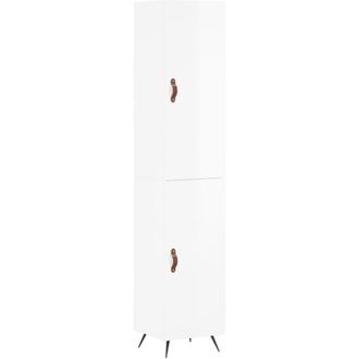 vidaXL Highboard High Gloss White 34.5x34x180 cm Engineered Wood Vidaxl