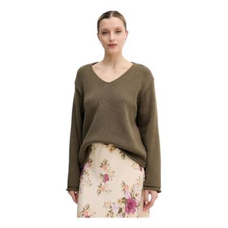 Mos Mosh MMBine V-neck Gebreid - Dames - V-hals truien - Groen - XS - Katoen - Truien & Vesten