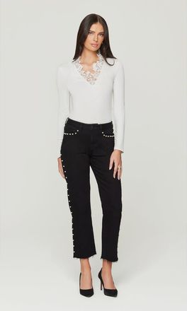 Generation Love Han Pearl Jeans in Black at Nordstrom, Size 26 27