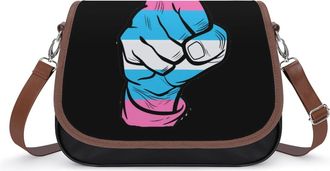Generic Raised Fist Transgender Flag Crossbody Bags for Women Shoulder Messenger Bag Purse Handbags
