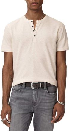 John Varvatos Elm Texture Short Sleeve Henley in Linen at Nordstrom, Size Xx-Large