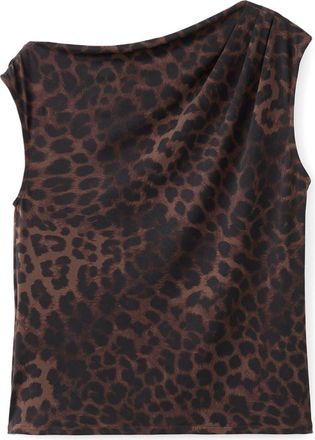 Mango Leopard Print Pleated Top in Brown at Nordstrom, Size X-Small