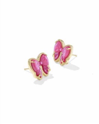 Kendra Scott Womens Haley Bow Stud Earrings In Gold Rose Violet Mother Of Pearl