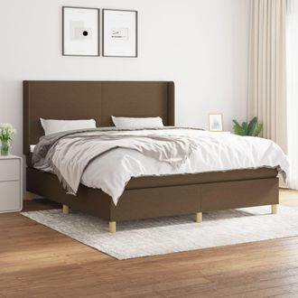 vidaXL Vidaxl - Cama Box Spring Con Colch&oacute;n Tela Marr&oacute;n Oscuro 180x200 Cm