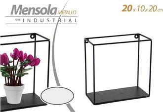 Trade Shop Trade Shop - Mensola Quadrata Bacheca Parete Metallo Nero 20x10x20cm Serie Industrial 822230