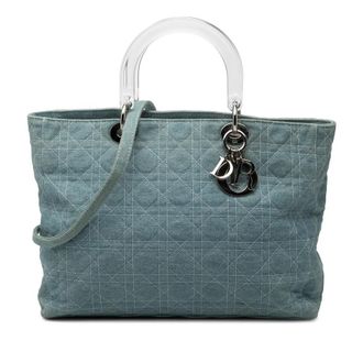 Dior Pre-owned Dior Large Denim Cannage Acrylic Handles Lady Dior Ladies 6UQL4STA5VKT45R0