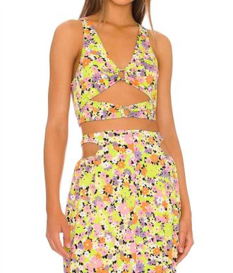 AFRM Darya Crop Top In Spring Lime Ditsy