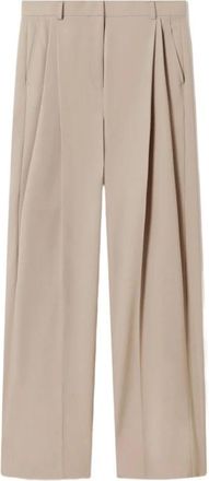 Stella McCartney Gekreukte wijde broek - Dames - Wijde Broeken - Grijs - M - Wol - Broeken