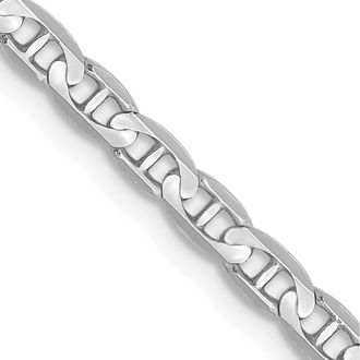 Diamond2Deal 14K White Gold 3mm Concave Anchor Chain Necklace
