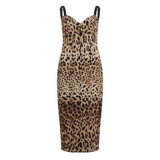 Dolce & Gabbana Animal Print Midi Dress - female - Dolce & Gabbana - Midi Dresses - Multicolor - L - Dresses