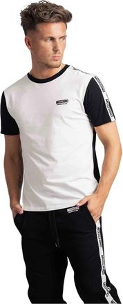 Moschino T-shirt met print - Heren - Tops - Wit - Maat: S Zijde