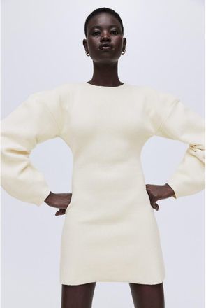H&M Viscose-blend Rib-knit Dress in Cream at Nordstrom, Size Xx-Large