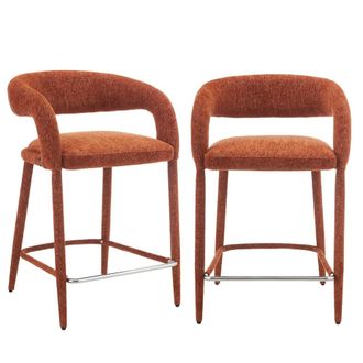 Sweeek Taburete de bar contempor&aacute;neo de tela, set de 2, terracota