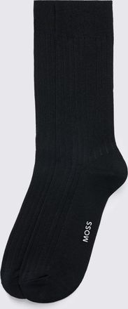 Moss Midnight Mercerised Ribbed Sock