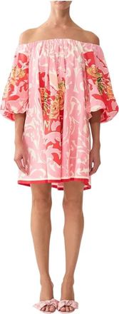 Camilla Off Shoulder Puff Dress - Dames - Korte kleedjes - Roze - S - Katoen - Kleedjes