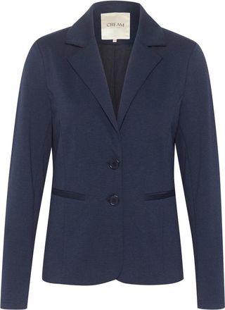 Cream Navy Blazer met Kraag en Knopen - Dames - Blazers - Blauw - 2XL - Polyester - Jassen