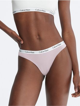 Calvin Klein Womens Carousel Logo Cotton Thong - Purple - XS
