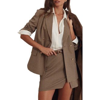 Lipsy Check Double Breasted Blazer in Brown at Nordstrom, Size 6 Us