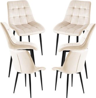 Regalos Miguel Regalos Miguel - Packs Sillas Comedor - Pack 6 Sillas Cade Terciopelo - Beige