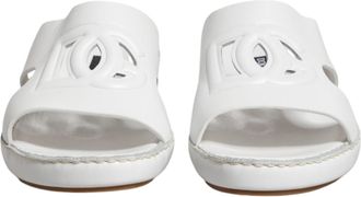 Dolce & Gabbana White DG Cutout Slides Slippers Flats Mens Shoes
