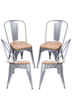 Regalos Miguel Regalos Miguel - Packs Sillas Comedor - Pack 4 Sillas Torix Madera Natural - Gris Metalizado