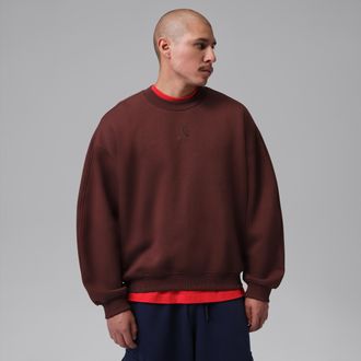 Nike Jordan Mens Jordan Brooklyn Oversized Fleece Crew-Neck Sweatshirt in Brown | IM8915-273
