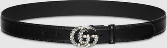 Gucci GG Marmont Thin Belt With Crystals, Size 95