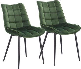 Woltu 2x Sedia da Pranzo Retro Velluto Senza Braccioli Salotto Imbottite Cucina Verde
