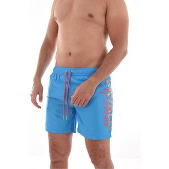 Cavalli Blauwe Logo Print Zwembroek - Zijkant - Heren - Badkleding - Blauw - Maat: M Poliester