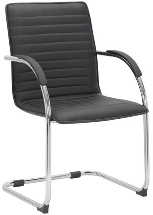 Clp Silla cantilever met&aacute;lica con asiento en Simil cuero Negro