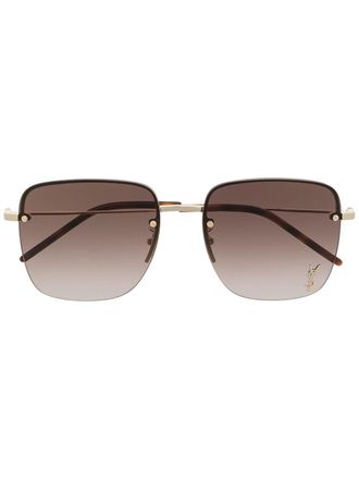 Saint Laurent Eyewear Occhiali da sole con logo - Marrone