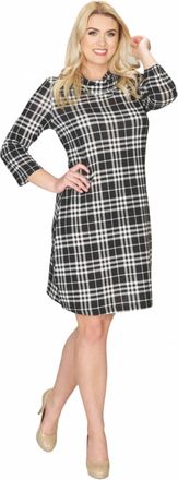 Papillon Plaid Cowl Neck Sweater Dress In Black/white