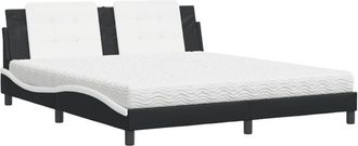 vidaXL Cama Con Colch&oacute;n Zadar Cuero Sint&eacute;tico Negro Y Blanco 180x200 Cm Vidaxl