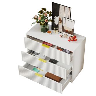 STILVORA C&oacute;moda Con 3 Cajones, Mueble De Almacenaje Para Dormitorio O Sal&oacute;n, En Mdf, Blanco, 80 &times; 40 &times; 72 Cm