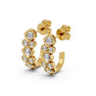 Diamond2Deal 18k Vermiel Plated Silver 1.02 Ct Round Lab Grown Diamond J-Hoop Earrings