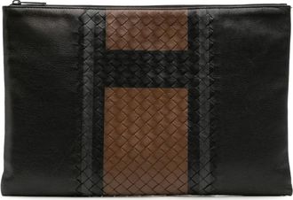 Bottega Veneta 2012-2025 Intrecciato Trimmed Leather clutch bag - Black