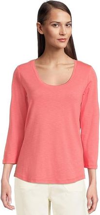 Tommy Bahama Ashby Isles Rib 3/4 Sleeve Scoop Womens Clothing Melon Berry : SM (US 4-6), Cotton