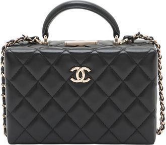 Chanel Borsa a tracolla CC in pelle di agnello trapuntata con manico 2024-2025 - Nero