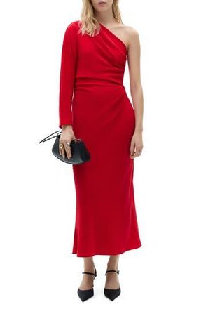 Mango Asymmetric Neck One Shoulder Dress in Red at Nordstrom Rack, Size Medium