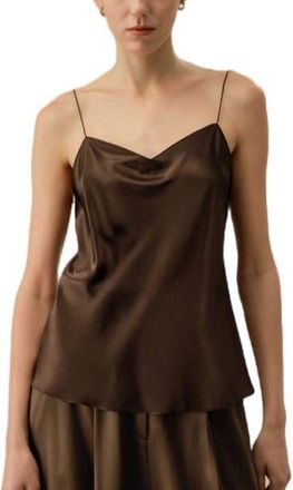 LilySilk Chic Minimal Silk Cami in Chocolate at Nordstrom, Size X-Small