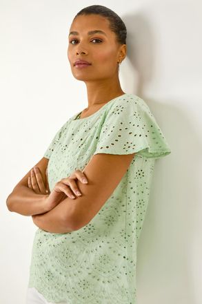 Roman Broderie Short Sleeve Top
