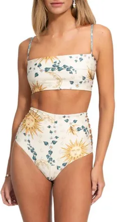 Agua Bendita Juls Solstice Reversible High Waist Bikini Bottoms in White at Nordstrom, Size Small