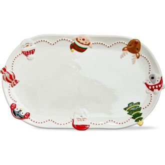 Tag Holiday Cheer Christmas Oval Earthenware Platter Multi 17x10x1 in in White at Nordstrom