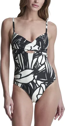 DKNY Dkny Keyhole Twist Swimsuit With Open Back