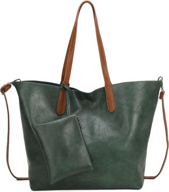 Generic 3 in 1 Shopper Bag for Women, Large Synthetic Tote Handbag with Madgot Top Closure, Detachable Long Strap, Removable Inner Bag & Small Purse Charm (Da