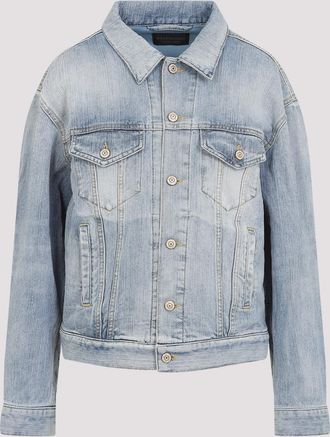Balenciaga Womens Light Blue Denim Jacket - Light Grey Cotton - Size X-Small