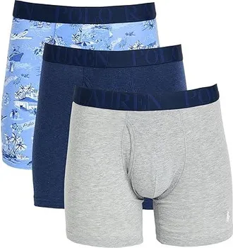 Polo Ralph Lauren Classic Fit Stretch Boxer Briefs Mens Underwear Spring Navy Heather/Andover Heather/On Holiday Bear Print : LG, Cotton